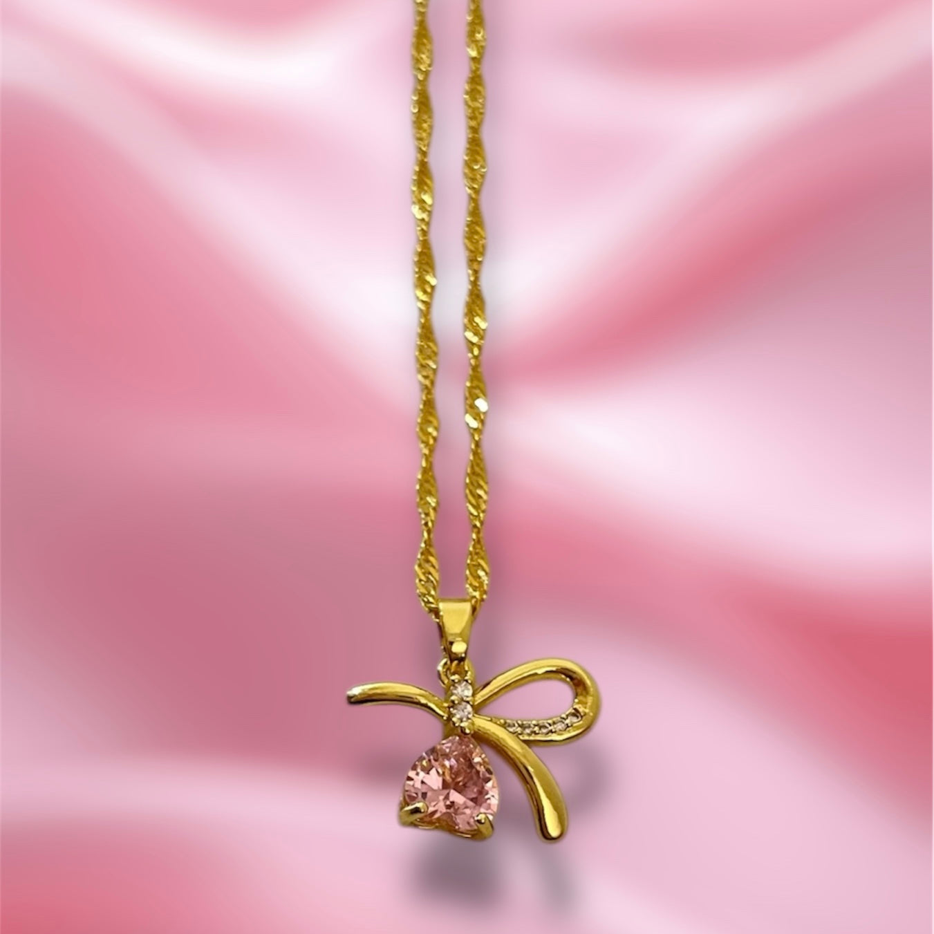 Pretty In Pink Bow Necklace